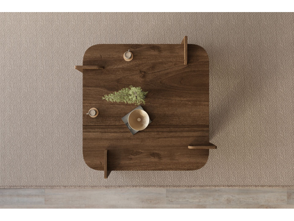 Mesa de centro de madeira "Woog" 90 x 90 x 35 cm - Nogueira