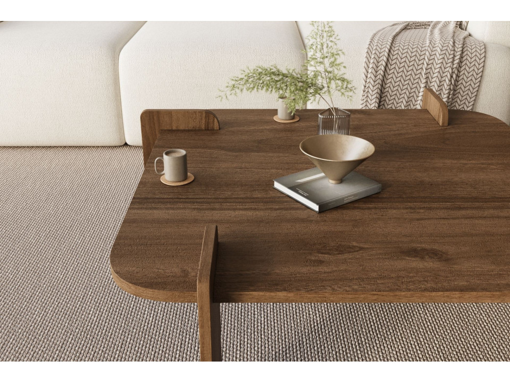 Mesa de centro de madeira "Woog" 90 x 90 x 35 cm - Nogueira