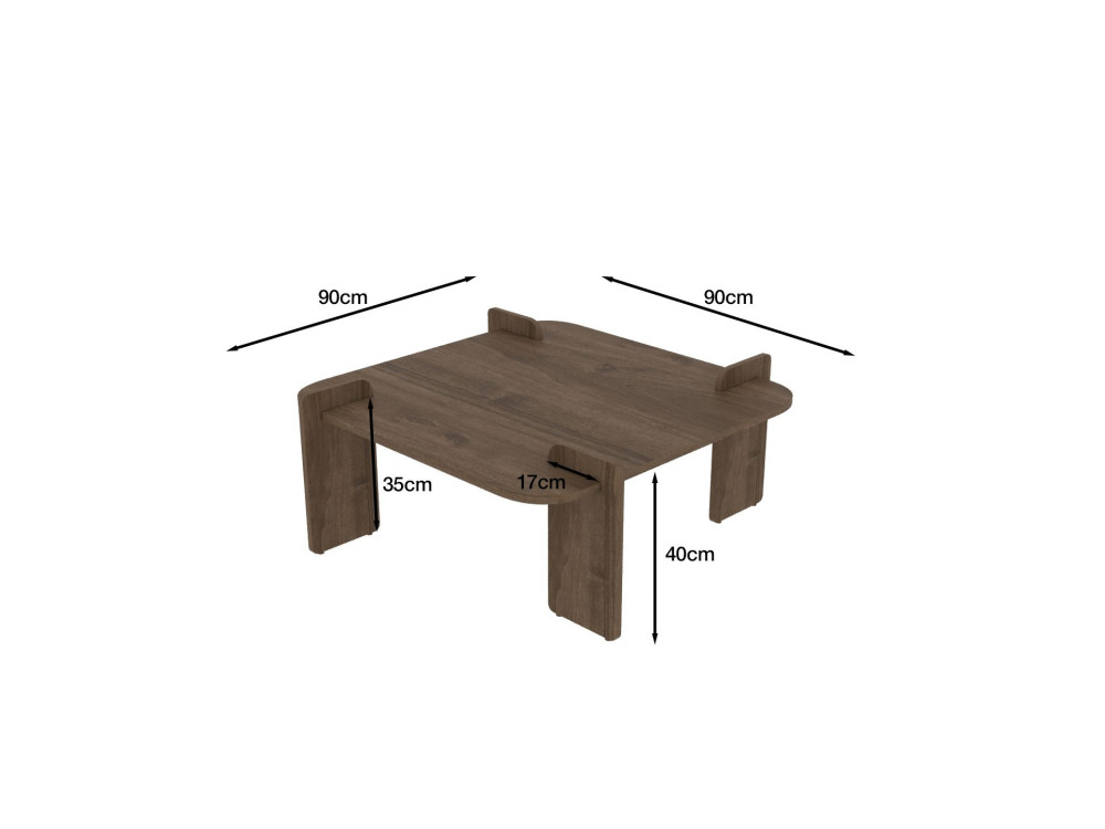 Mesa de centro de madeira "Woog" 90 x 90 x 35 cm - Nogueira