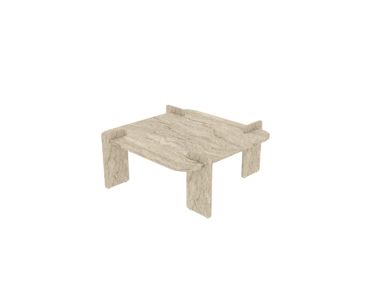 Mesa de centro de madeira "Woog" 90 x 90 x 35 cm - Travertino