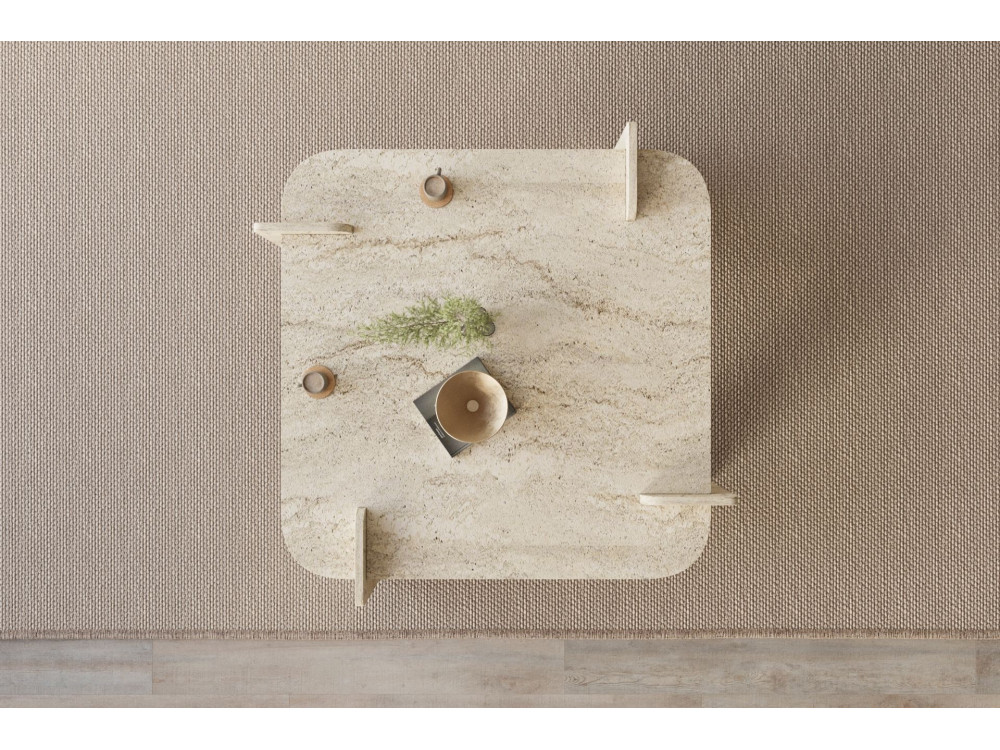 Mesa de centro de madeira "Woog" 90 x 90 x 35 cm - Travertino