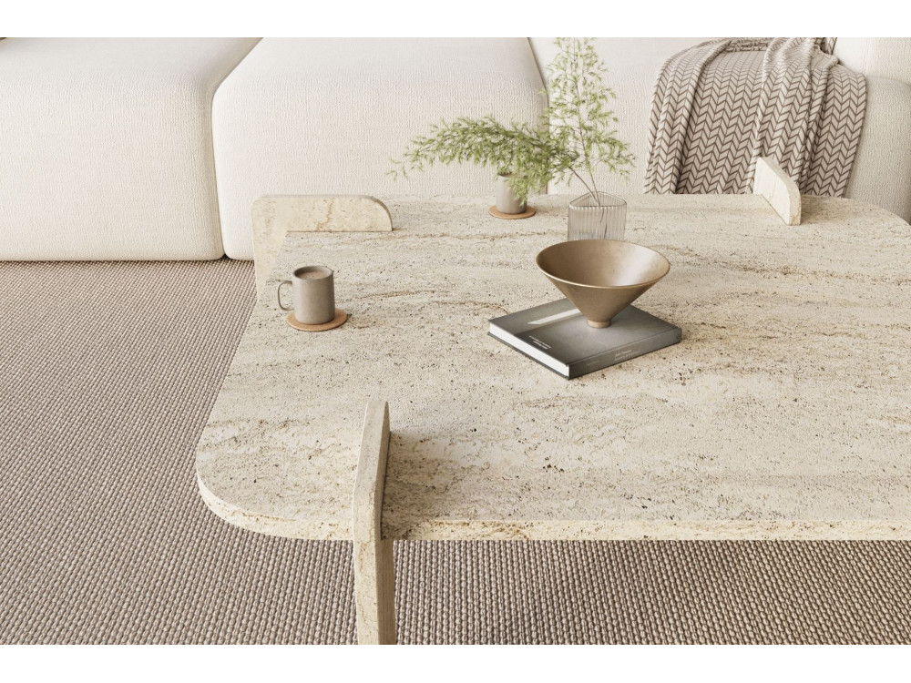 Mesa de centro de madeira "Woog" 90 x 90 x 35 cm - Travertino