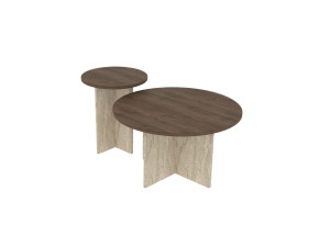 Conjunto de mesa de centro em madeira "Private" 70 x 70 x 40 cm - Nogueira
