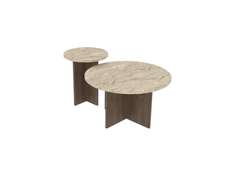Conjunto de mesa de centro em madeira "Private" 70 x 70 x 40 cm - Travertino