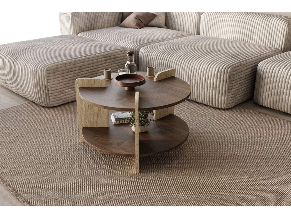Mesa de centro de madeira "Oalla" 70 x 70 x 45 cm - Nogueira