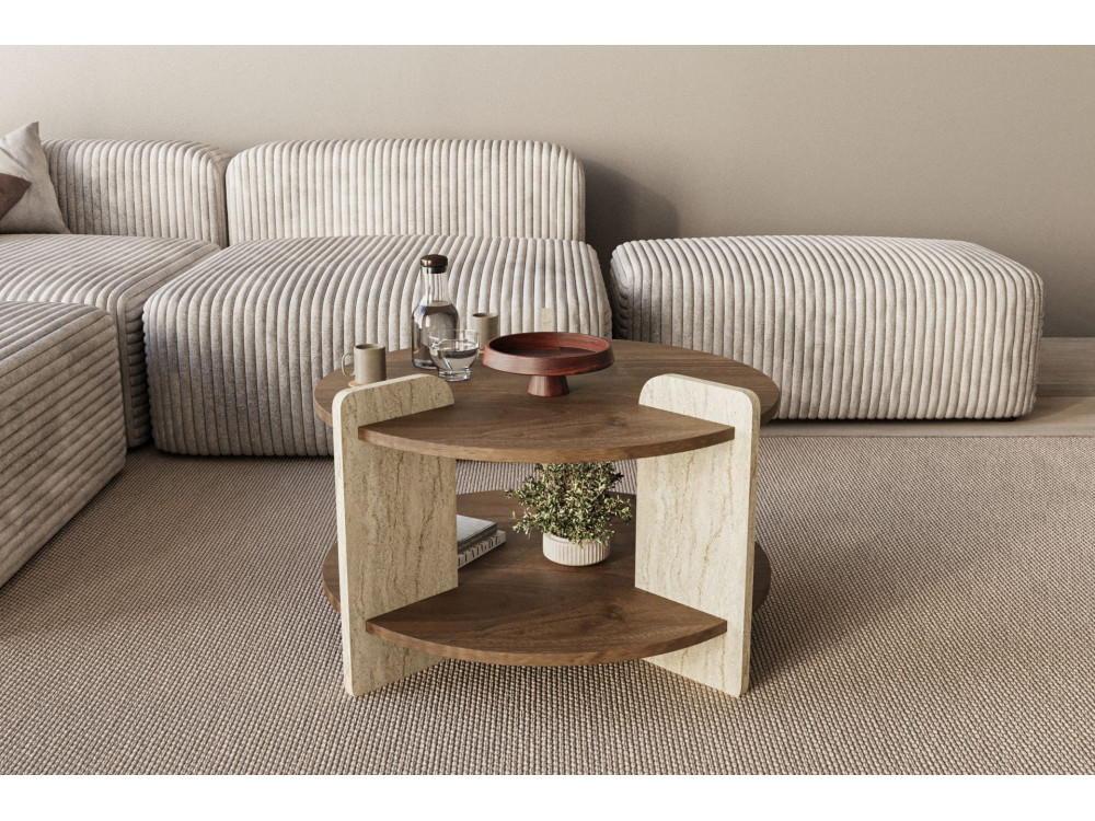 Mesa de centro de madeira "Oalla" 70 x 70 x 45 cm - Nogueira