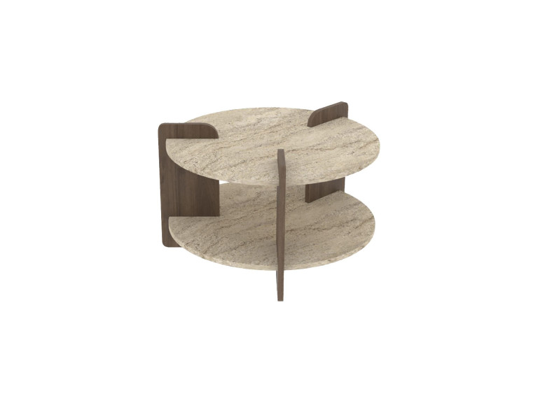 Mesa de centro de madeira "Oalla" 70 x 70 x 45 cm - Travertino