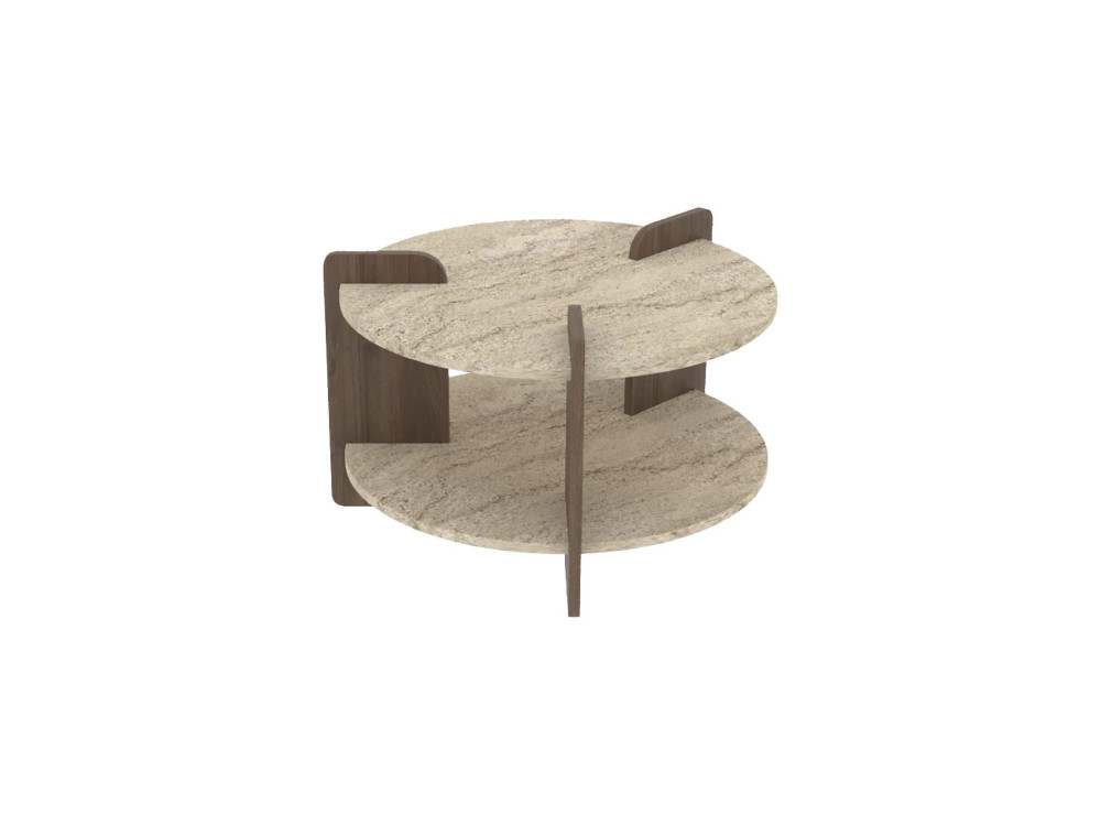 Mesa de centro de madeira "Oalla" 70 x 70 x 45 cm - Travertino
