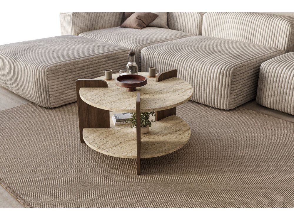 Mesa de centro de madeira "Oalla" 70 x 70 x 45 cm - Travertino