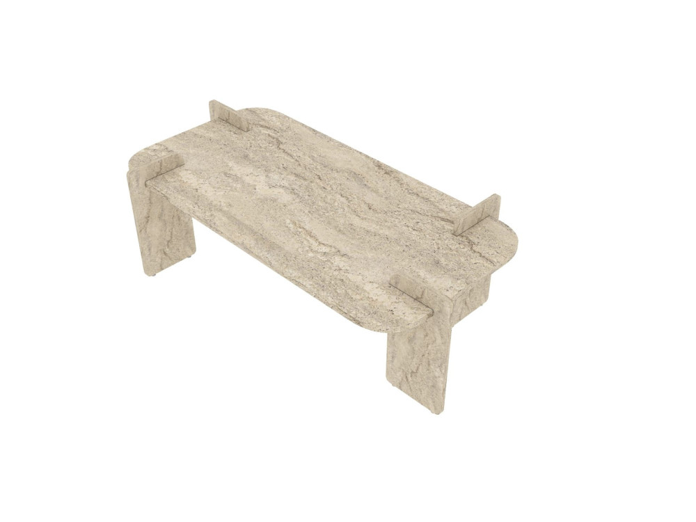 Mesa de centro de madeira "Lovge" 120 x 60 x 35 cm - Travertino
