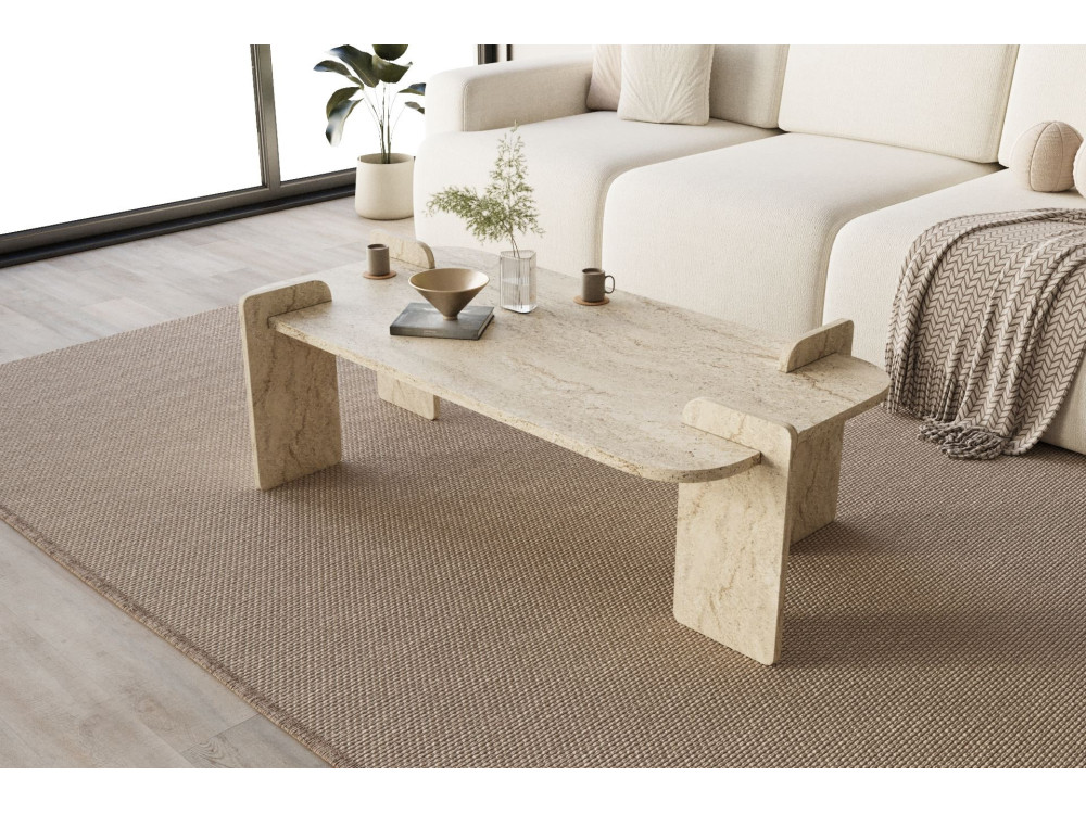 Mesa de centro de madeira "Lovge" 120 x 60 x 35 cm - Travertino