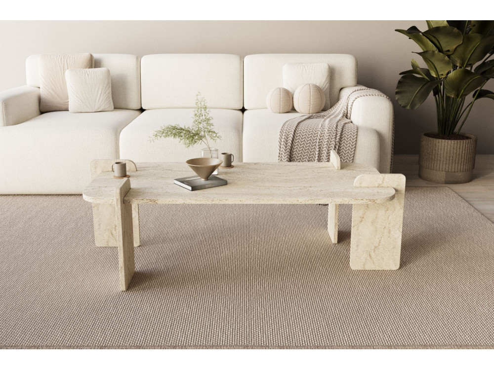 Mesa de centro de madeira "Lovge" 120 x 60 x 35 cm - Travertino