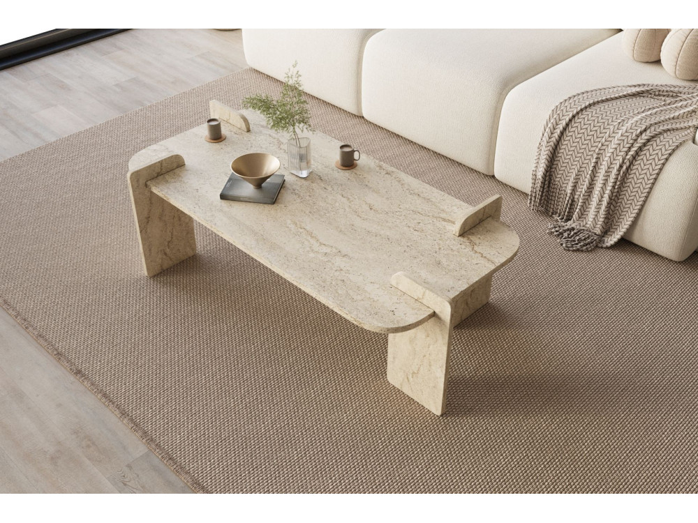 Mesa de centro de madeira "Lovge" 120 x 60 x 35 cm - Travertino
