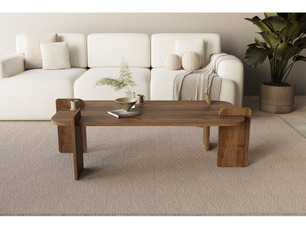 Mesa de centro de madeira "Lovge" 120 x 60 x 35 cm - Nogueira