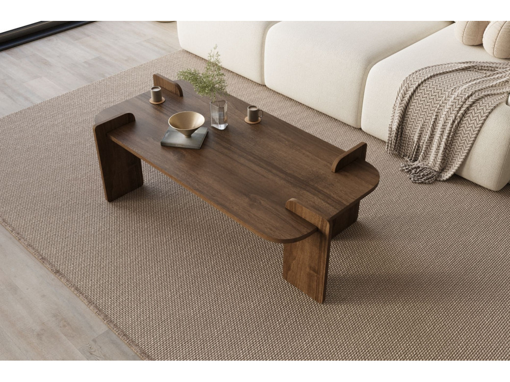 Mesa de centro de madeira "Lovge" 120 x 60 x 35 cm - Nogueira