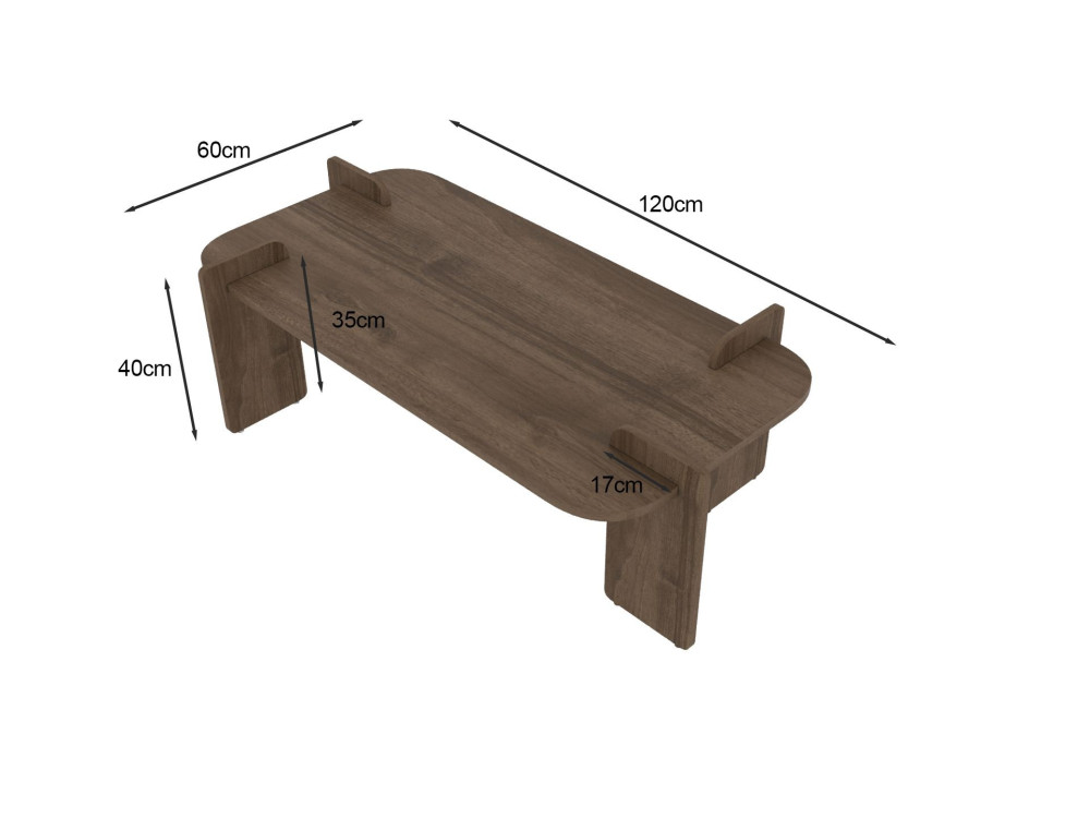 Mesa de centro de madeira "Lovge" 120 x 60 x 35 cm - Nogueira