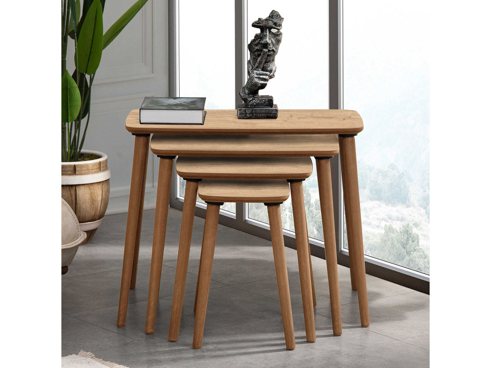 Luci" Mesa de encaixe de madeira com 4 peças 70 x 40 x 55 cm - Carvalho
