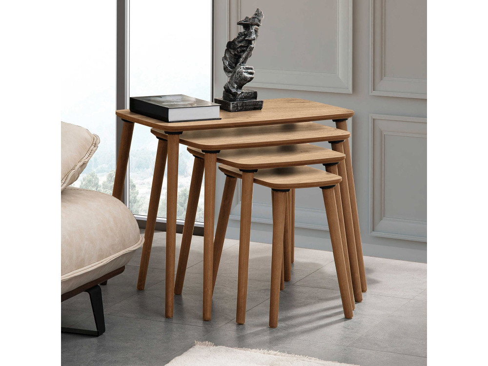 Luci" Mesa de encaixe de madeira com 4 peças 70 x 40 x 55 cm - Carvalho
