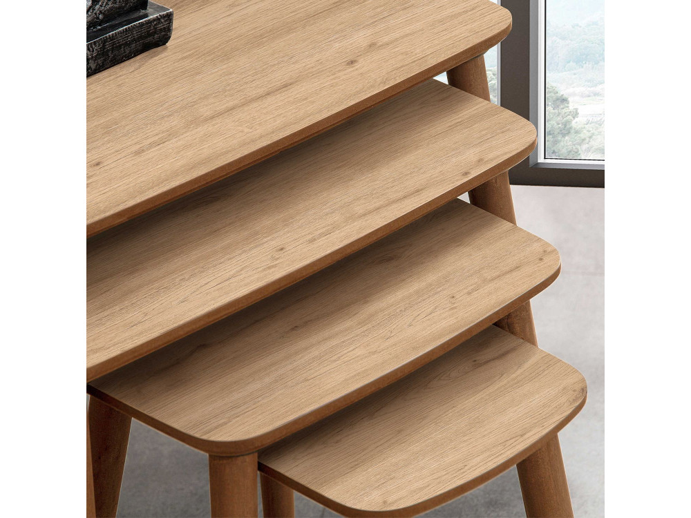 Luci" Mesa de encaixe de madeira com 4 peças 70 x 40 x 55 cm - Carvalho