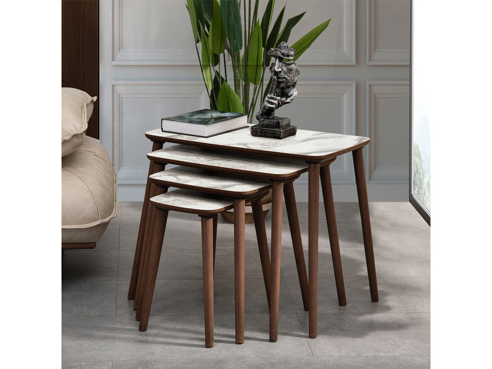 Luci" Mesa de encaixe de madeira com 4 peças 70 x 40 x 55 cm - Branco