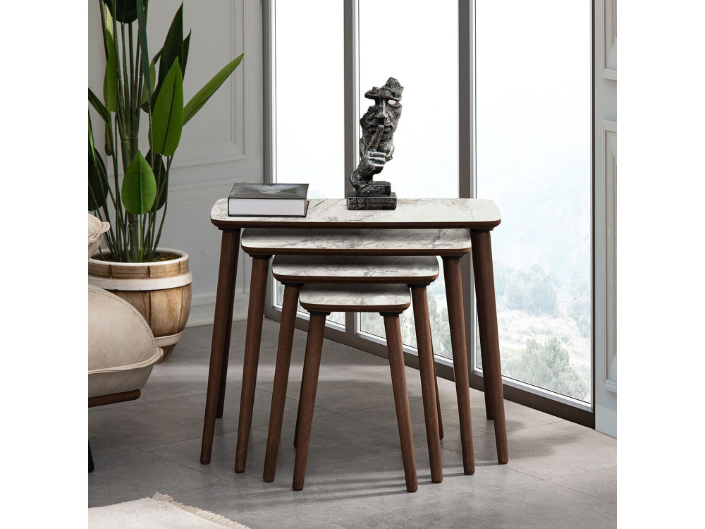Luci" Mesa de encaixe de madeira com 4 peças 70 x 40 x 55 cm - Branco