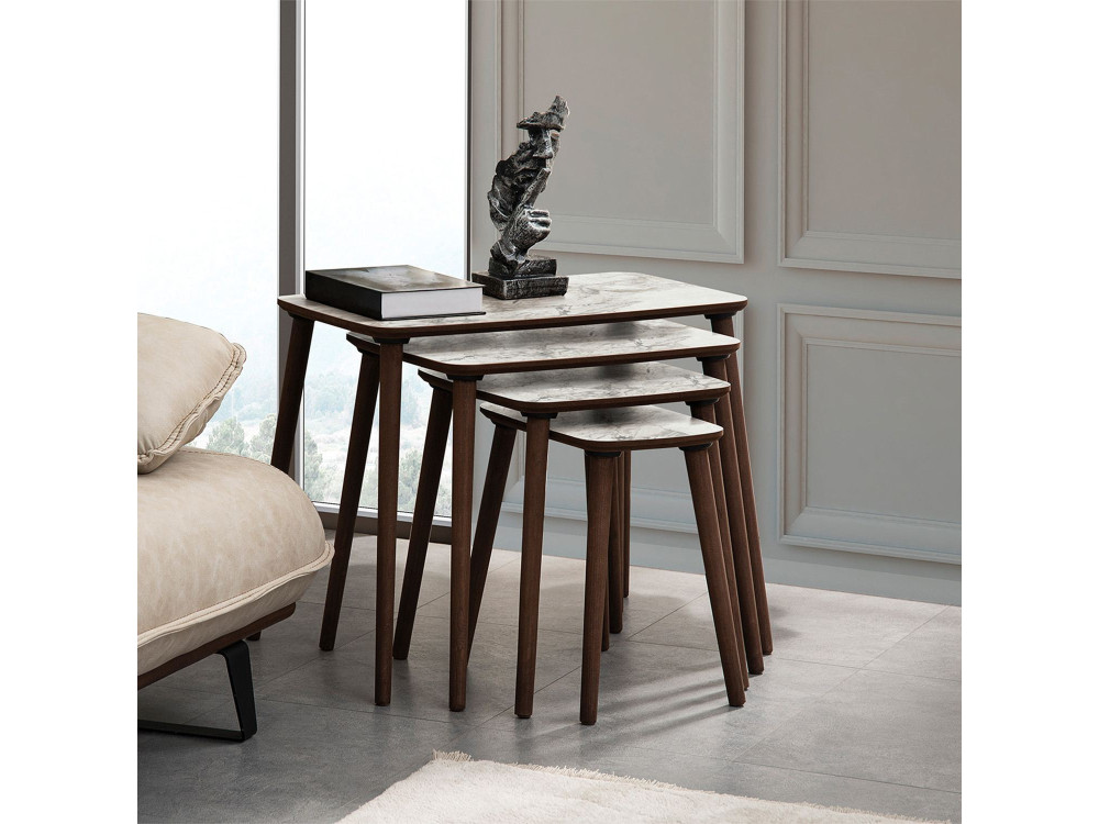 Luci" Mesa de encaixe de madeira com 4 peças 70 x 40 x 55 cm - Branco