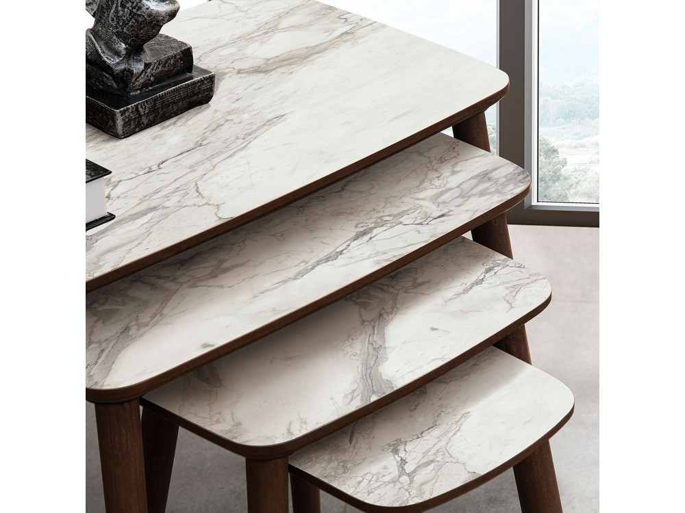 Luci" Mesa de encaixe de madeira com 4 peças 70 x 40 x 55 cm - Branco