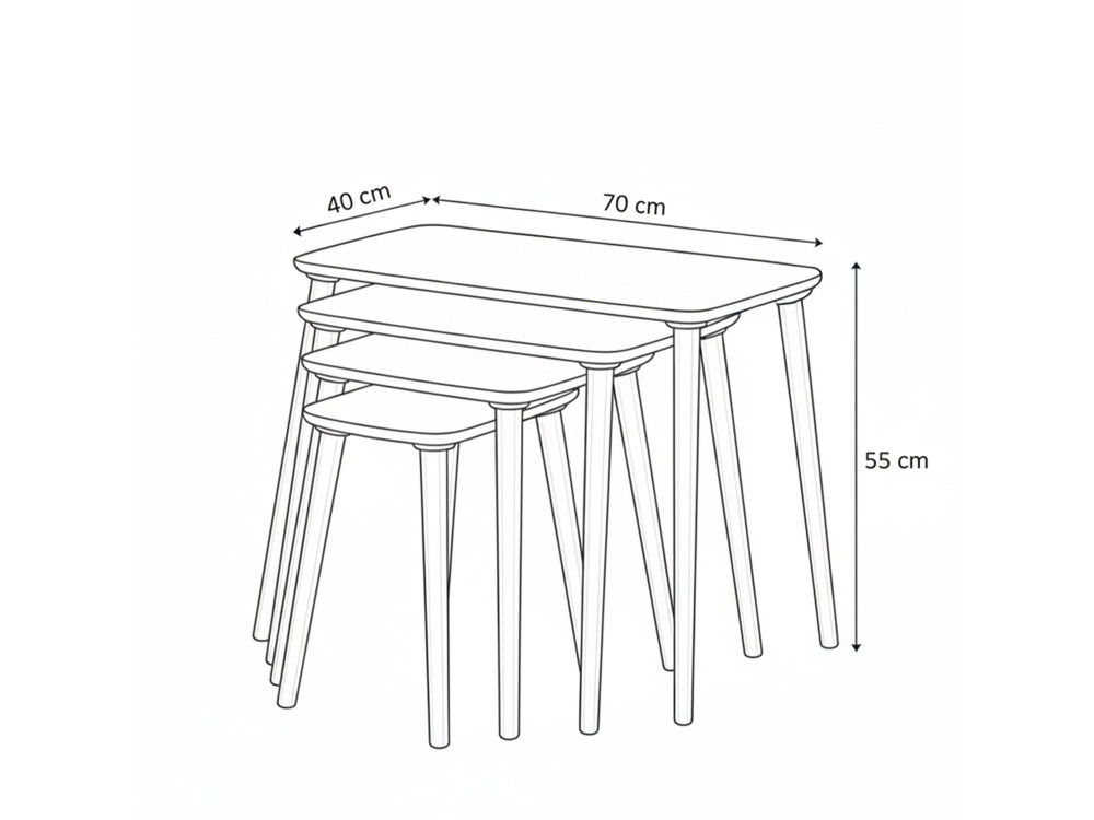 Luci" Mesa de encaixe de madeira com 4 peças 70 x 40 x 55 cm - Branco