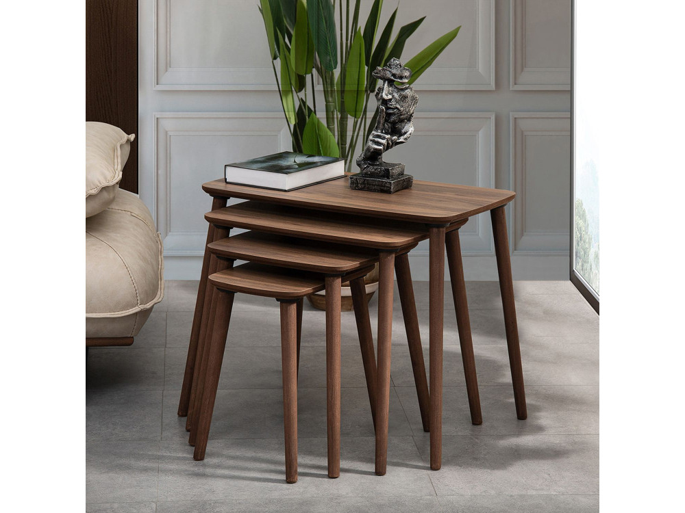 Luci" Mesa de encaixe de madeira com 4 peças 70 x 40 x 55 cm - Nogueira