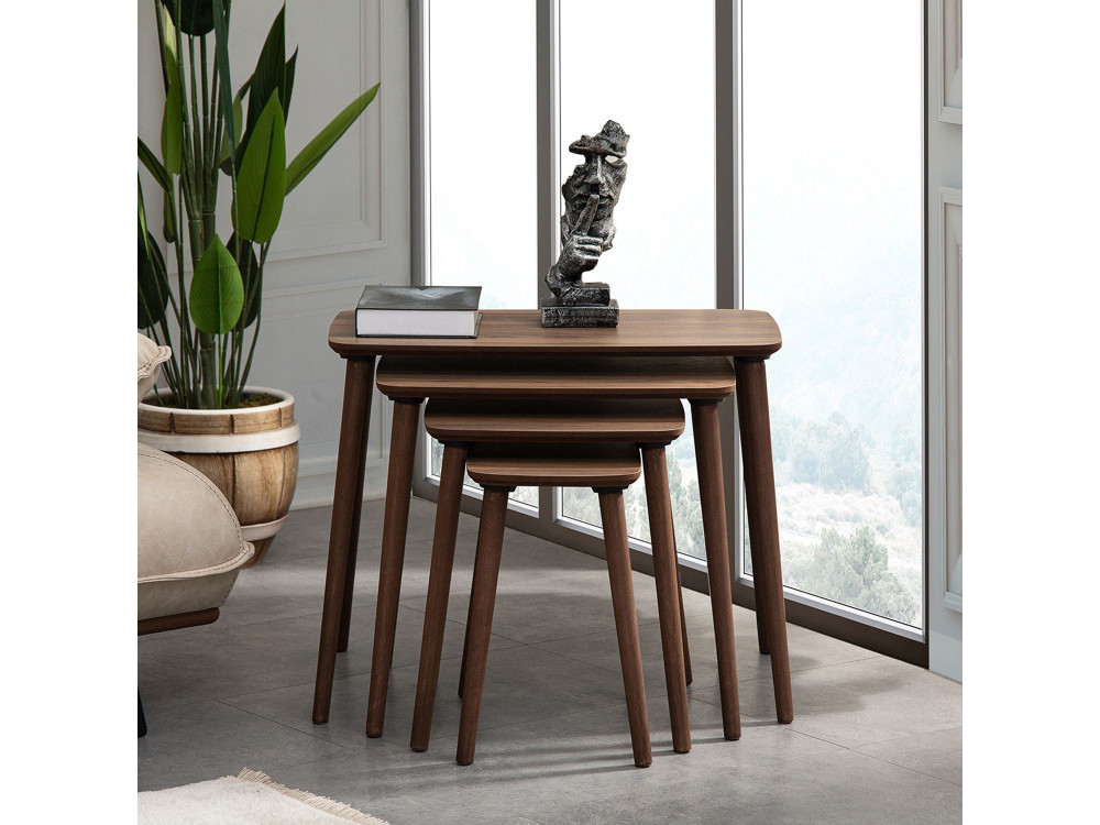 Luci" Mesa de encaixe de madeira com 4 peças 70 x 40 x 55 cm - Nogueira