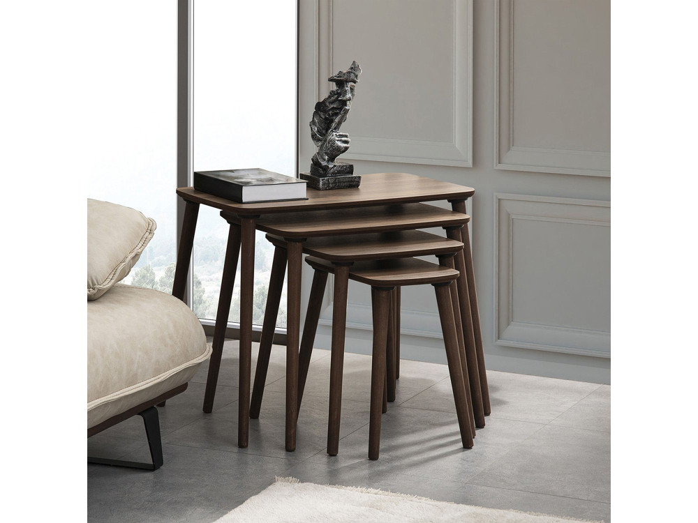 Luci" Mesa de encaixe de madeira com 4 peças 70 x 40 x 55 cm - Nogueira