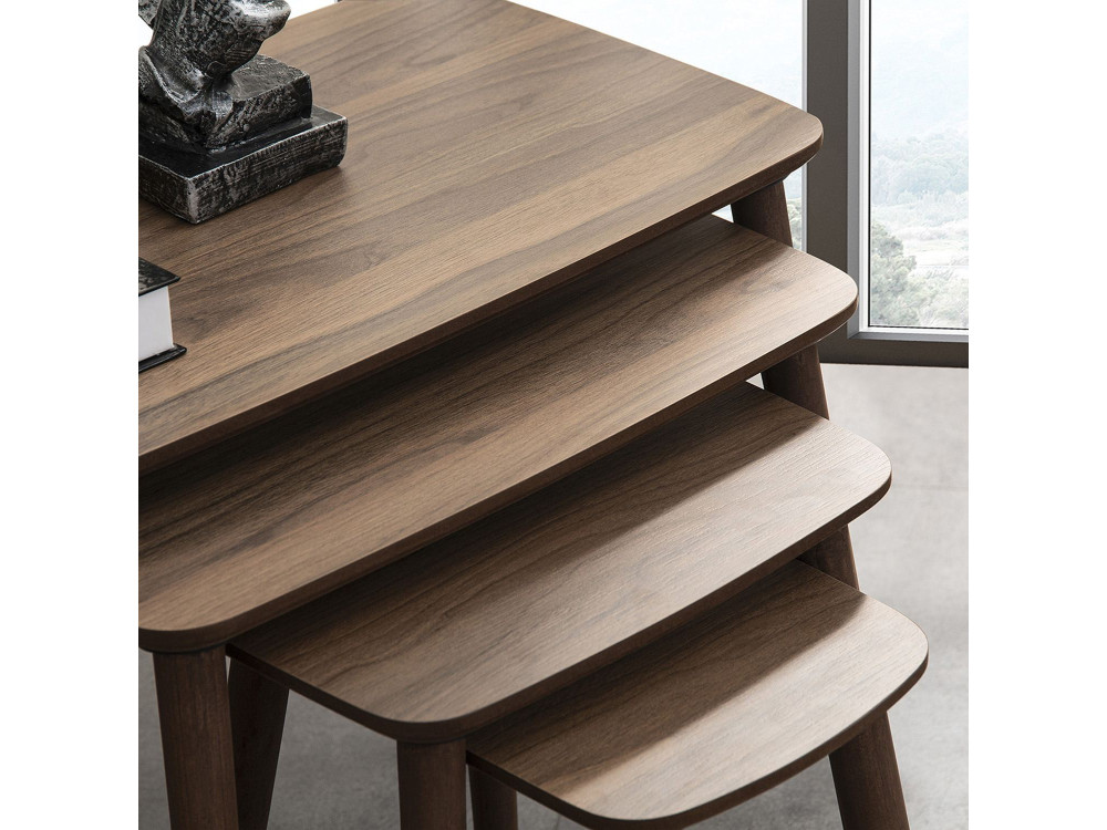 Luci" Mesa de encaixe de madeira com 4 peças 70 x 40 x 55 cm - Nogueira