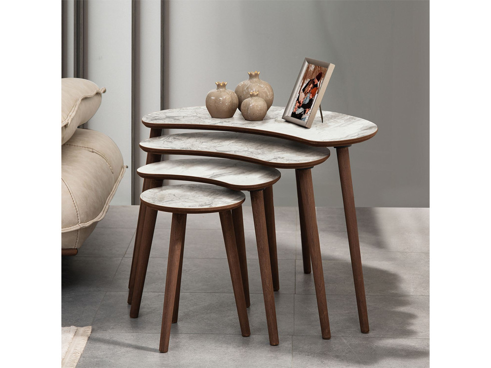 Mesa de encaixe em madeira "Moon" (4 peças) 40 x 75 x 55 cm - Branco