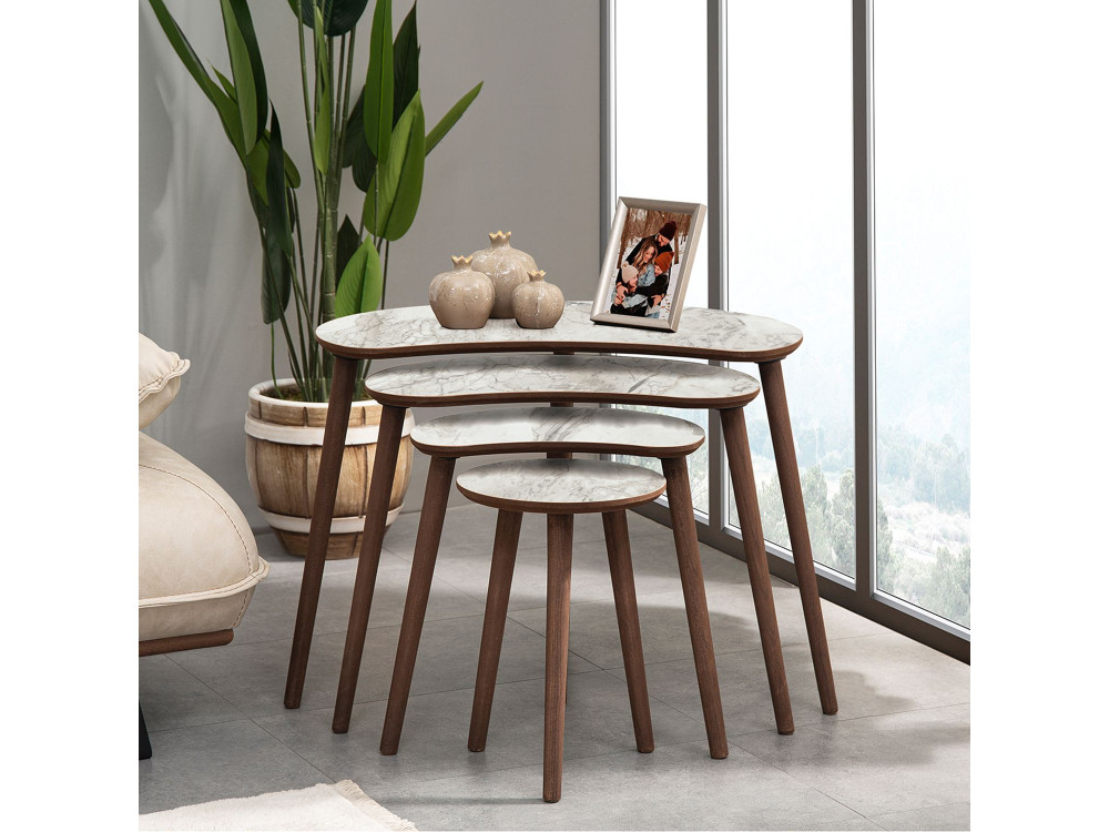Mesa de encaixe em madeira "Moon" (4 peças) 40 x 75 x 55 cm - Branco