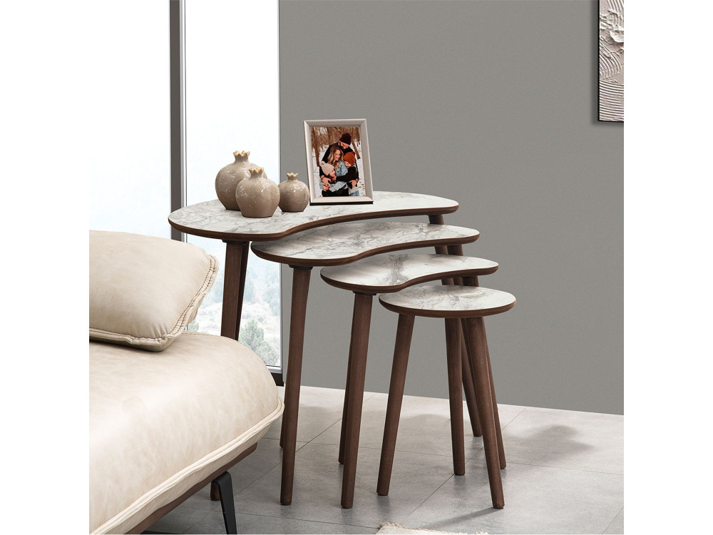 Mesa de encaixe em madeira "Moon" (4 peças) 40 x 75 x 55 cm - Branco