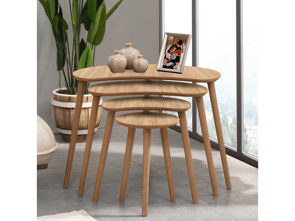 Mesa de encaixe em madeira "Moon" (4 peças) 40 x 75 x 55 cm - Carvalho
