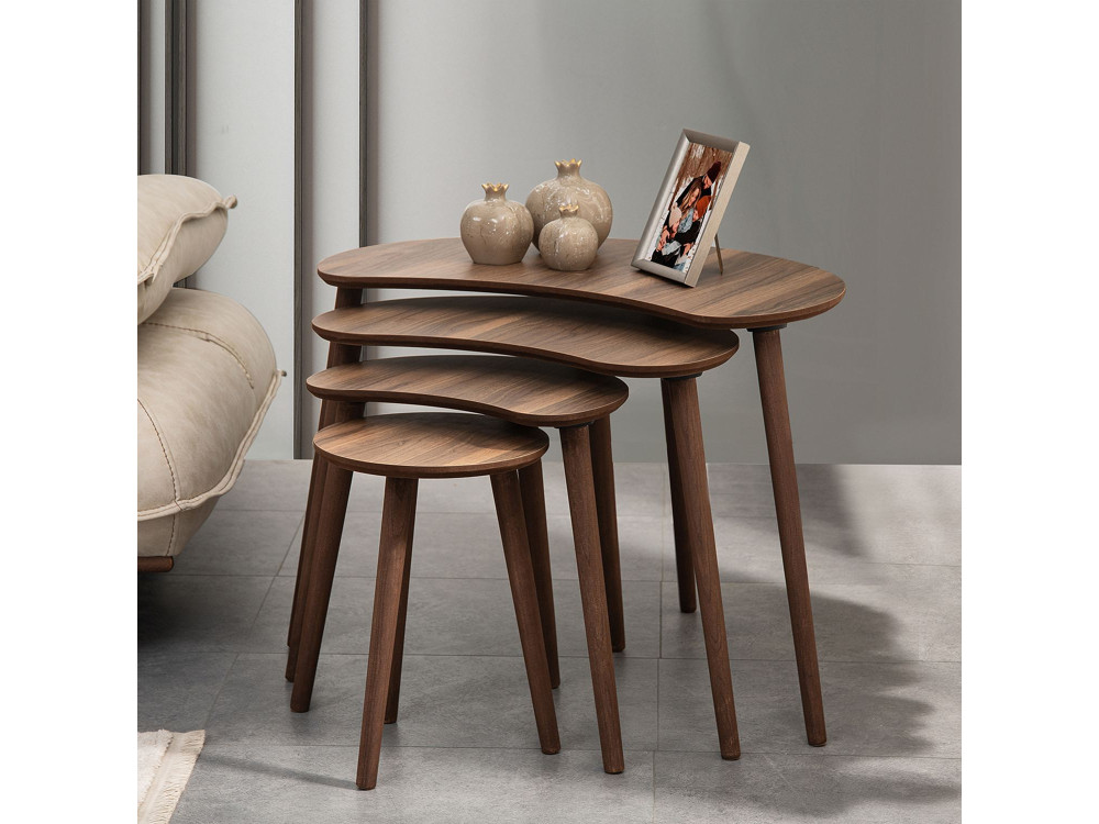 Mesa de encaixe em madeira "Moon" (4 peças) 40 x 75 x 55 cm - Nogueira