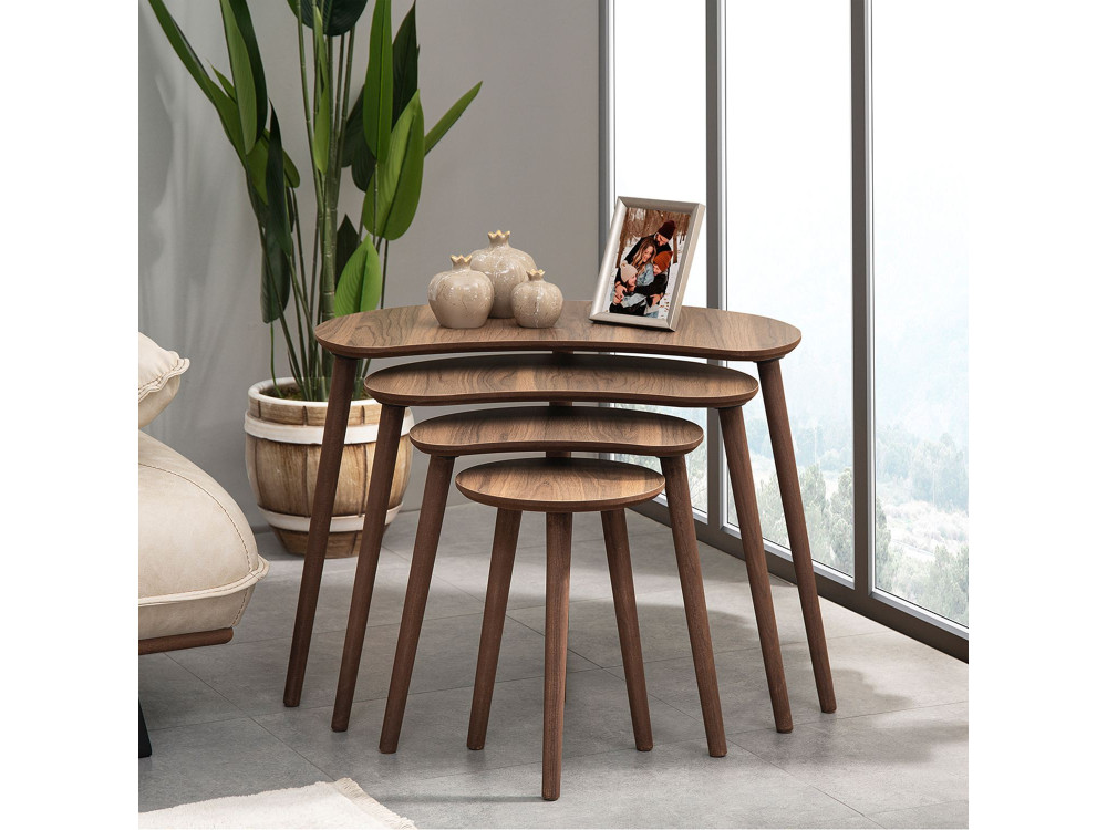 Mesa de encaixe em madeira "Moon" (4 peças) 40 x 75 x 55 cm - Nogueira