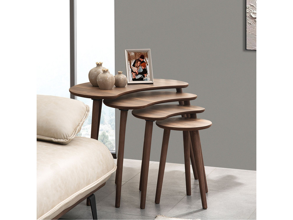 Mesa de encaixe em madeira "Moon" (4 peças) 40 x 75 x 55 cm - Nogueira