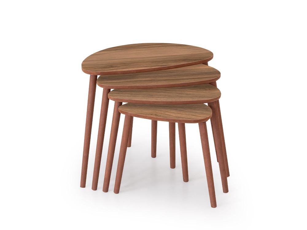 Mesa de encaixe de madeira "Nora" com 4 peças 68 x 45 x 55 cm - Nogueira