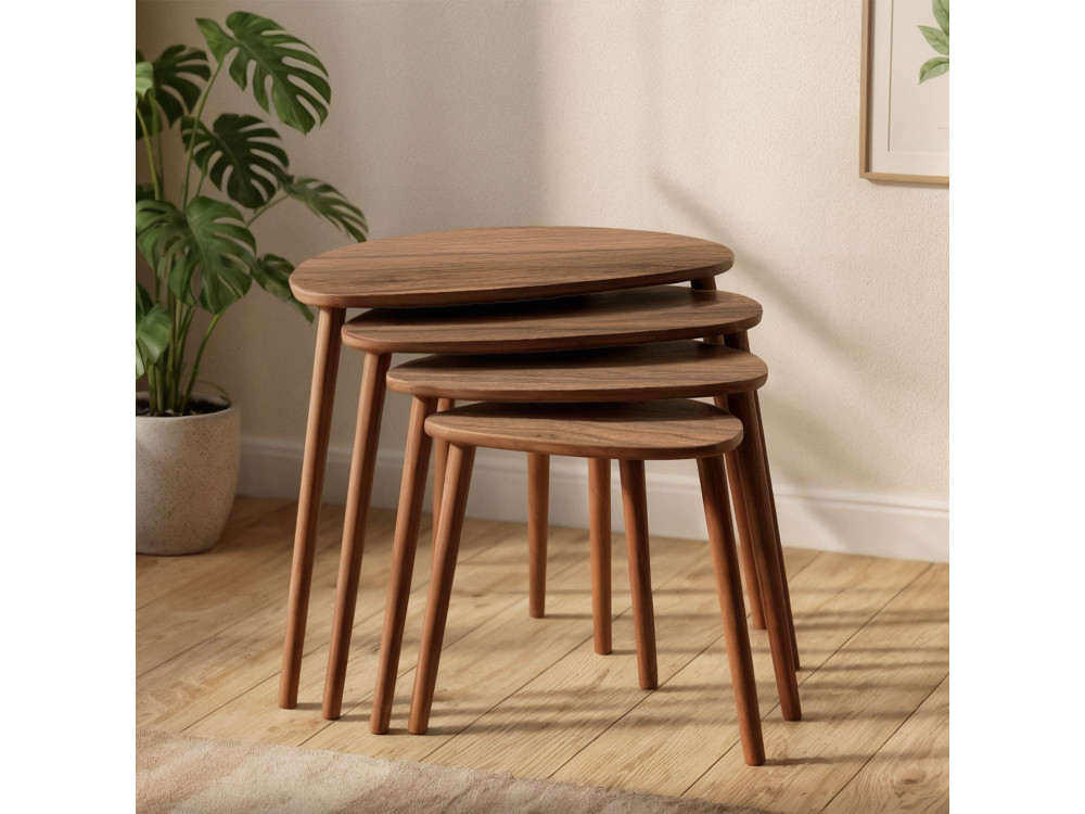 Mesa de encaixe de madeira "Nora" com 4 peças 68 x 45 x 55 cm - Nogueira