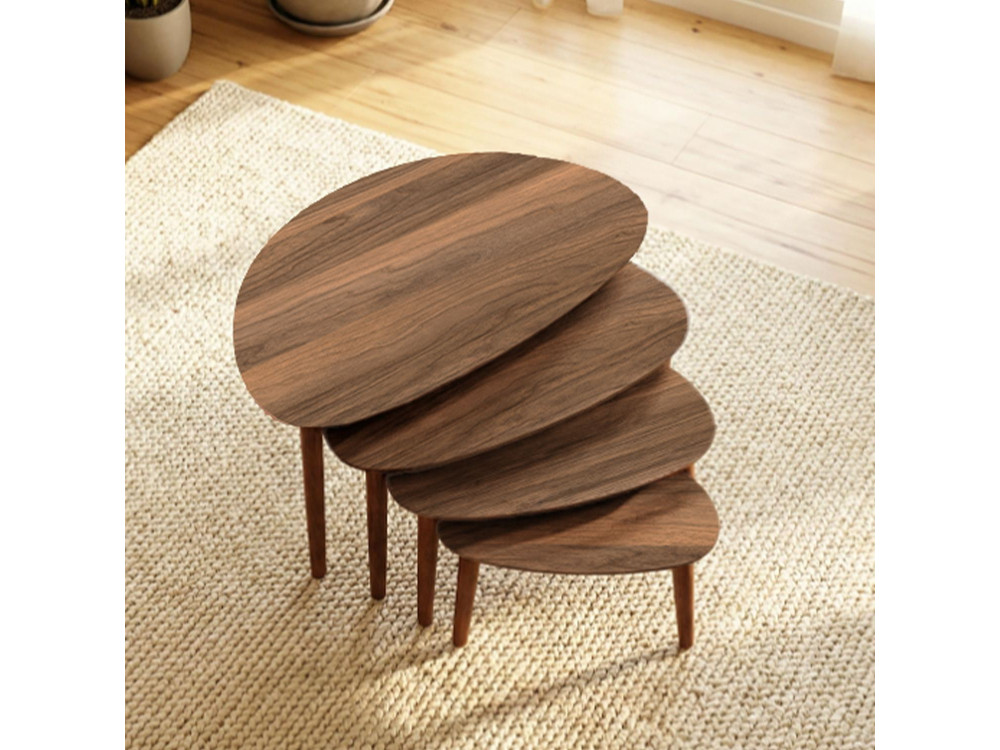 Mesa de encaixe de madeira "Nora" com 4 peças 68 x 45 x 55 cm - Nogueira