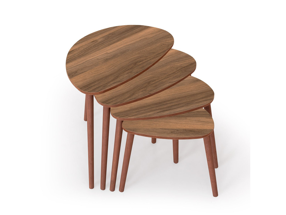 Mesa de encaixe de madeira "Nora" com 4 peças 68 x 45 x 55 cm - Nogueira