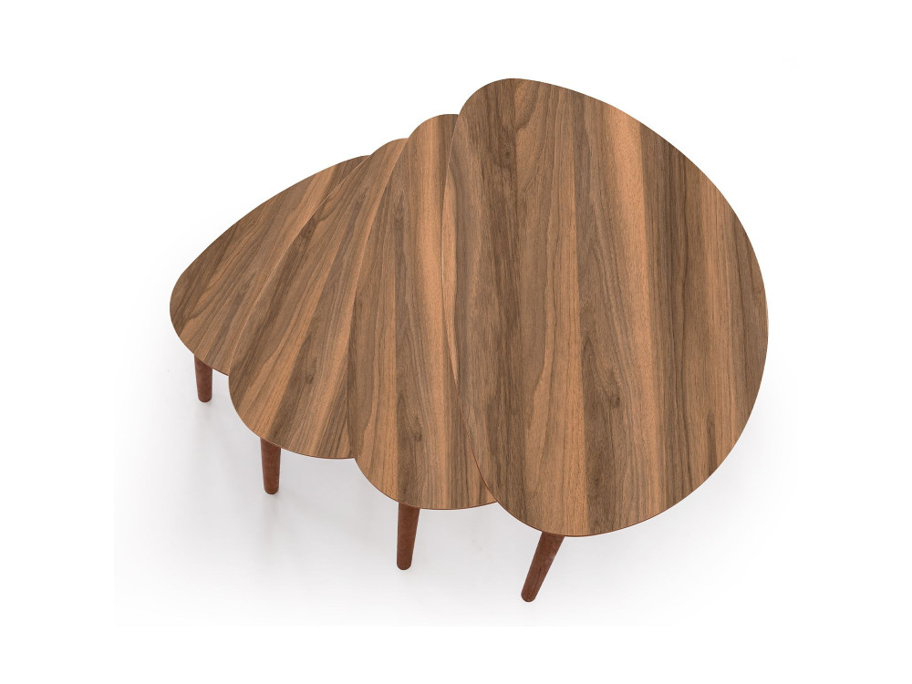 Mesa de encaixe de madeira "Nora" com 4 peças 68 x 45 x 55 cm - Nogueira