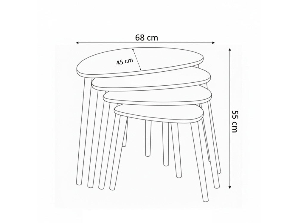 Mesa de encaixe de madeira "Nora" com 4 peças 68 x 45 x 55 cm - Nogueira