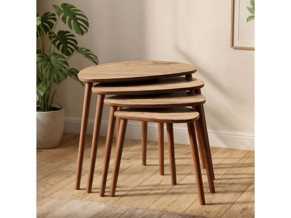 Mesa de encaixe de madeira "Nora" com 4 peças 68 x 45 x 55 cm - Carvalho