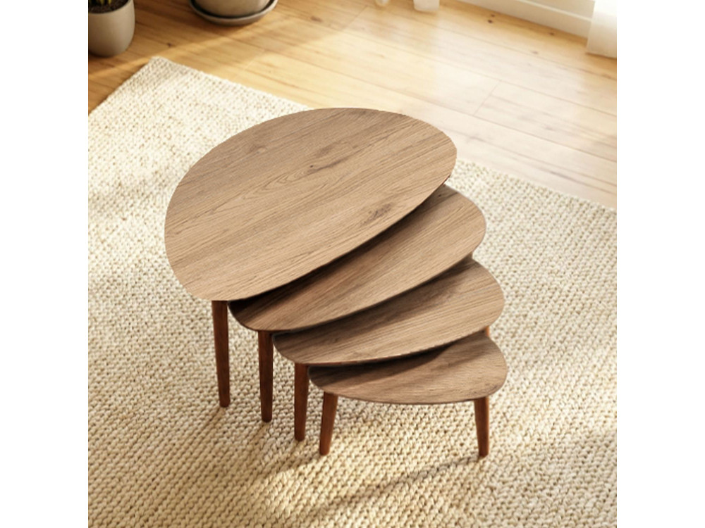 Mesa de encaixe de madeira "Nora" com 4 peças 68 x 45 x 55 cm - Carvalho