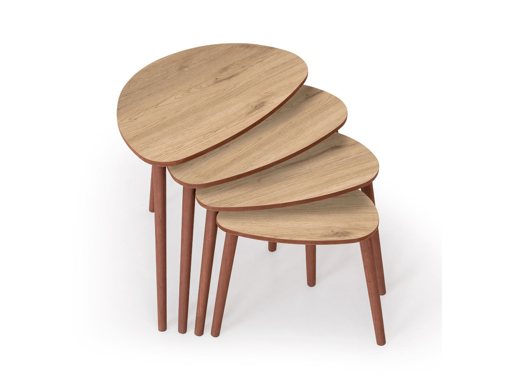 Mesa de encaixe de madeira "Nora" com 4 peças 68 x 45 x 55 cm - Carvalho