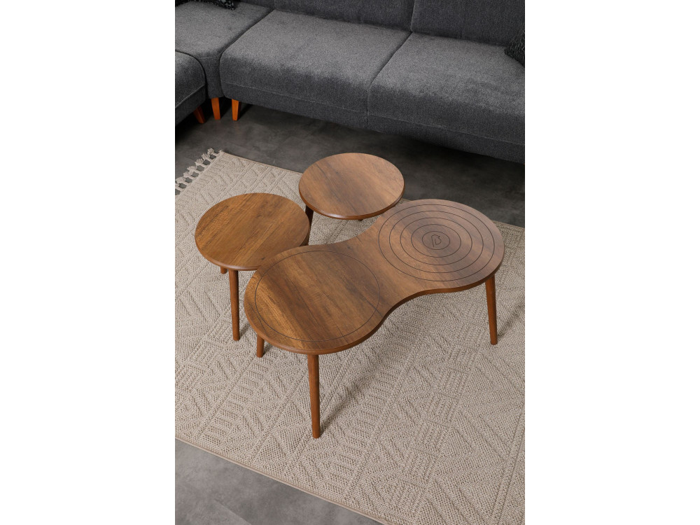 Conjunto de mesa de centro em madeira "Marlo" 100 x 50 x 45 cm - Nogueira