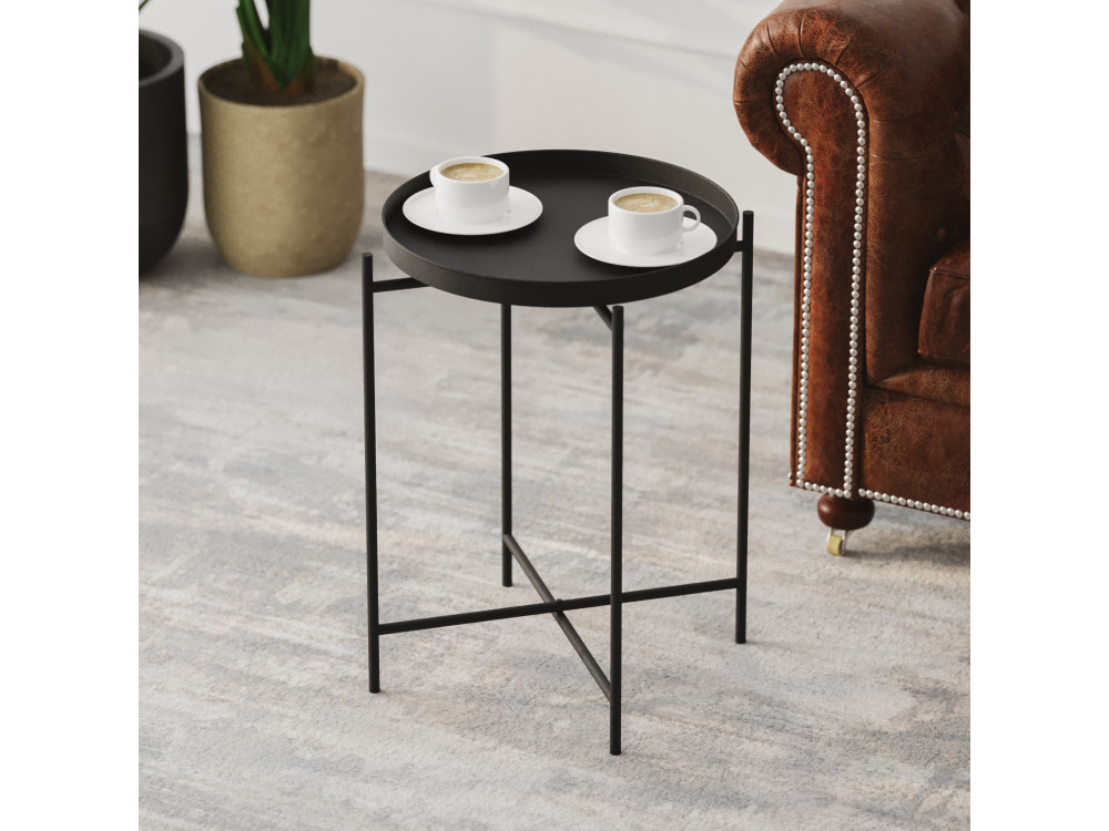 Mesa de centro metálica "Sheby" 46 x 46 x 56 cm - Preto